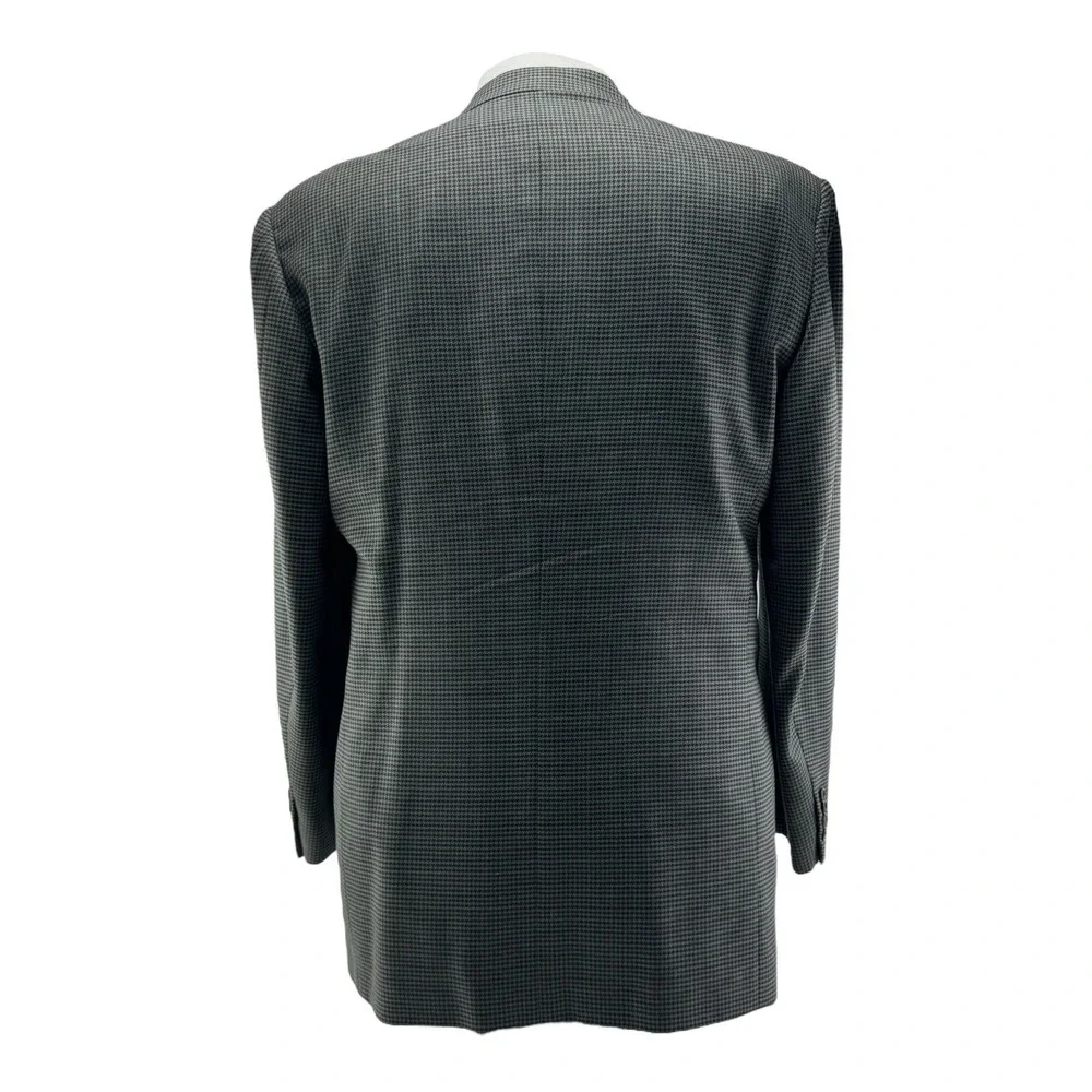 Pal Zileri Gray & Black Houndstooth Wool 3 Button Blazer Mens Size 42L‎